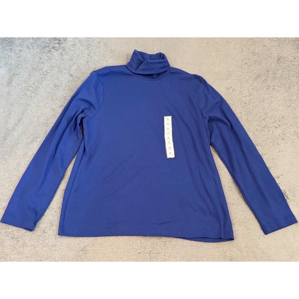 Croft & Barrow Womens XL Turtleneck Long Sleeve Royal Blue 100% Cotton Shirt